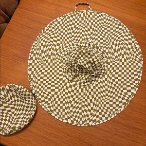 Baggu Moss Green Trippy Checker Sun Hat